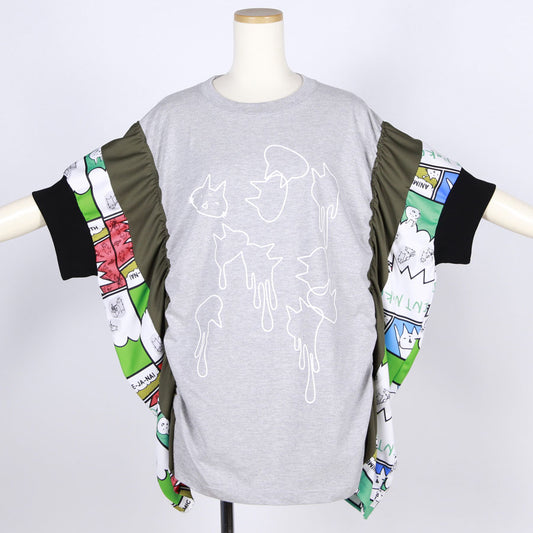 MINT NeKO パッチワークギャザートップス GY