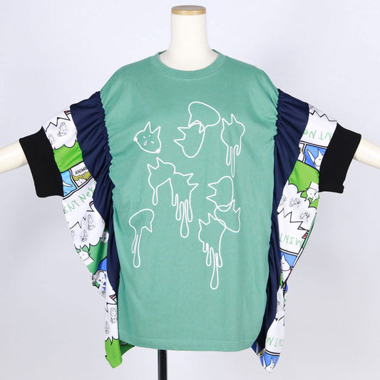 MINT NeKO パッチワークギャザートップス GRN