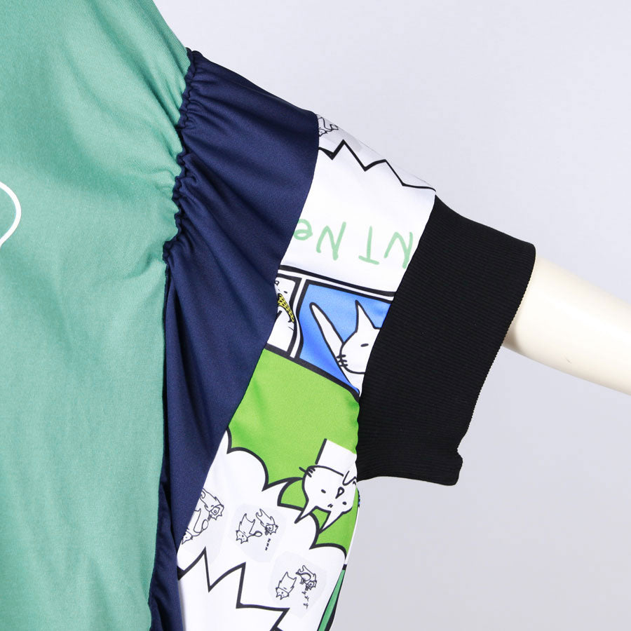 MINT NeKO パッチワークギャザートップス GRN