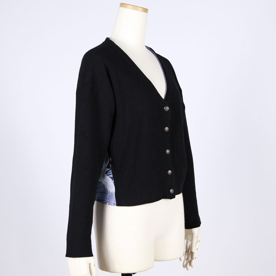 [One-of-a-kind item] TKg Blue Crane Pattern with Back Japanese Pattern Cardigan