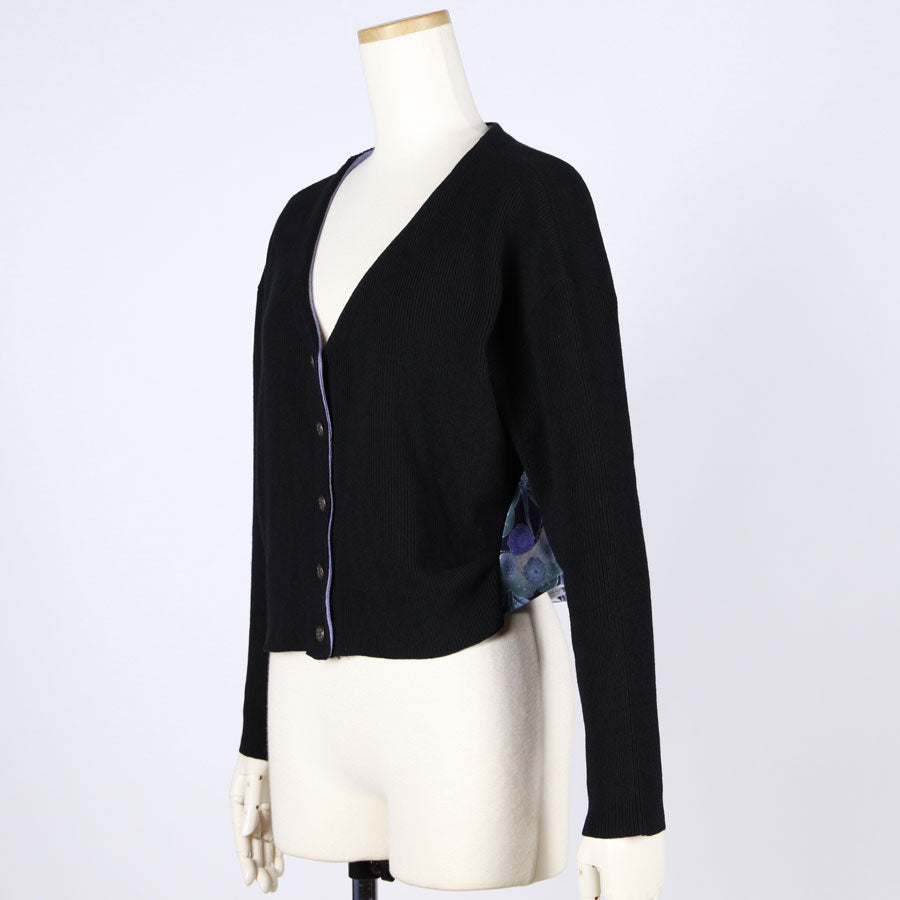 [One-of-a-kind item] TKg Blue Crane Pattern with Back Japanese Pattern Cardigan