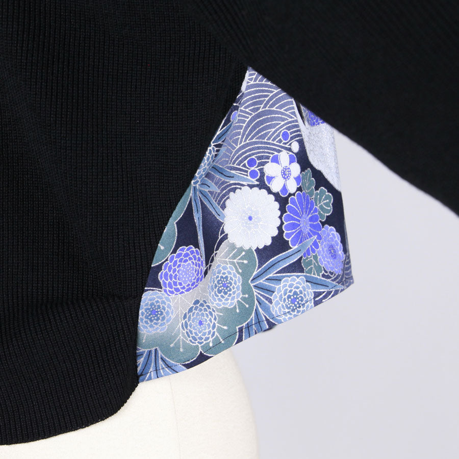 [One-of-a-kind item] TKg Blue Crane Pattern with Back Japanese Pattern Cardigan