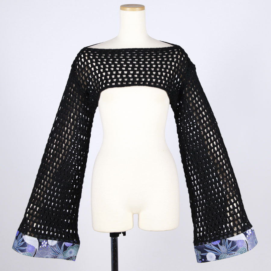 [One-of-a-kind item] TKg Blue Crane Pattern Mesh Short Knit