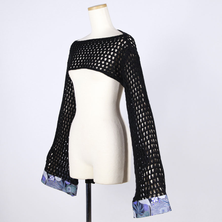 [One-of-a-kind item] TKg Blue Crane Pattern Mesh Short Knit