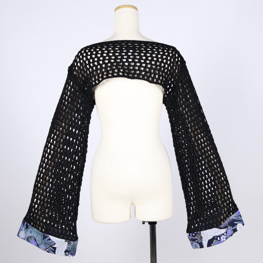 [One-of-a-kind item] TKg Blue Crane Pattern Mesh Short Knit