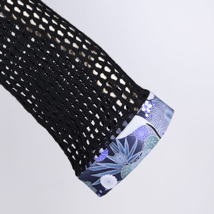 [One-of-a-kind item] TKg Blue Crane Pattern Mesh Short Knit