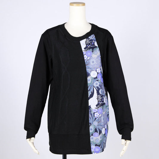 [One-of-a-kind item] TKg Blue Crane pattern Knitted T-shirt