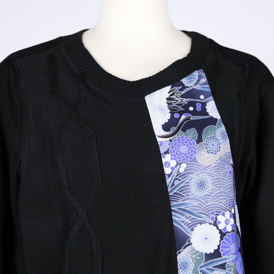 [One-of-a-kind item] TKg Blue Crane pattern Knitted T-shirt