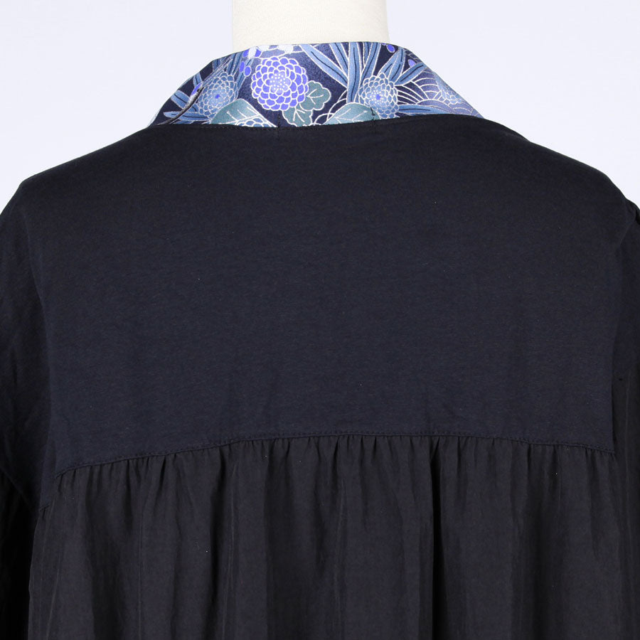 [One-of-a-kind item] TKg Blue Crane pattern  Smock Style Top