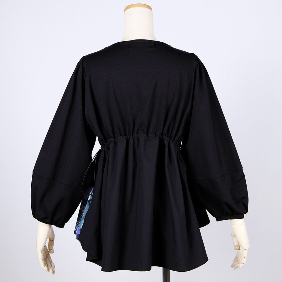 [One-of-a-kind item] TKg Blue Crane pattern Peplum Top