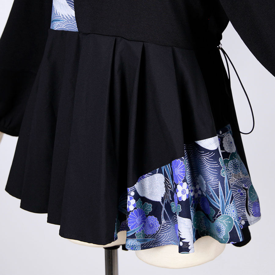 [One-of-a-kind item] TKg Blue Crane pattern Peplum Top