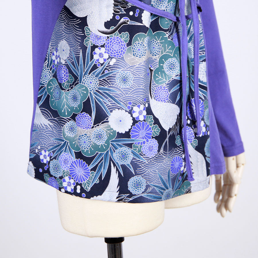 [One-of-a-kind item] TKg Blue Crane Pattern Lace up Top