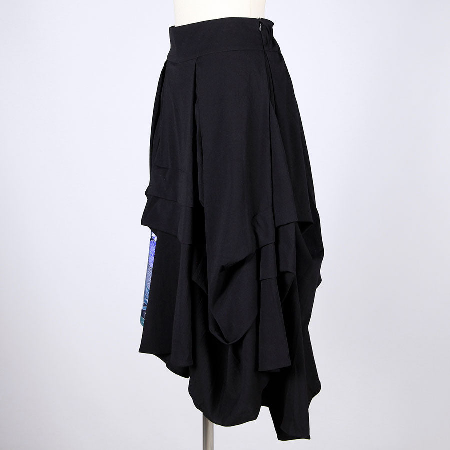 【一点物】TKg 蒼い鶴和柄 タック入りスカート