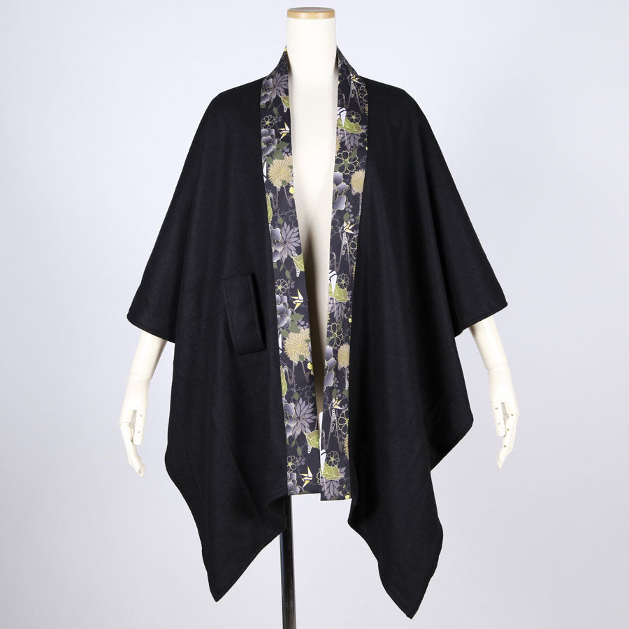 [One-of-a-kind item] TKg Origami Crane  in flowers Black Stole Cape