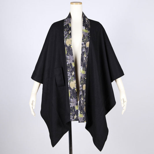 [One-of-a-kind item] TKg Origami Crane  in flowers Black Stole Cape