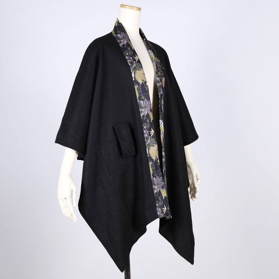 [One-of-a-kind item] TKg Origami Crane  in flowers Black Stole Cape