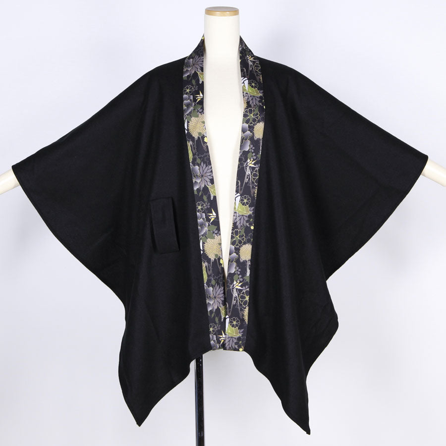 [One-of-a-kind item] TKg Origami Crane  in flowers Black Stole Cape