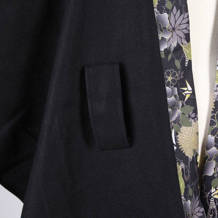 [One-of-a-kind item] TKg Origami Crane  in flowers Black Stole Cape
