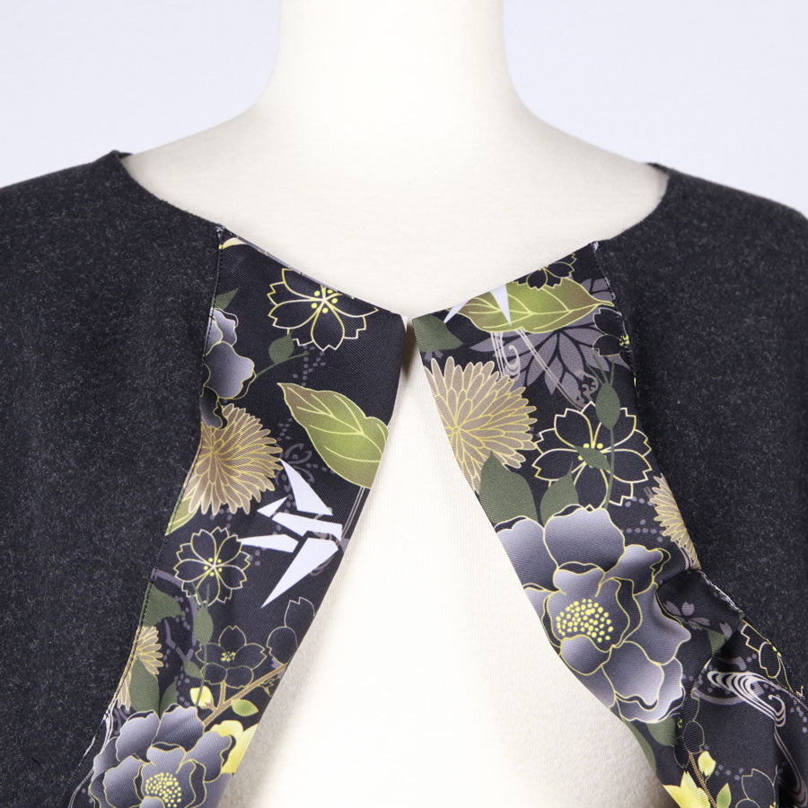 [One-of-a-kind item] TKg Origami Crane  in flowers Black Bolero