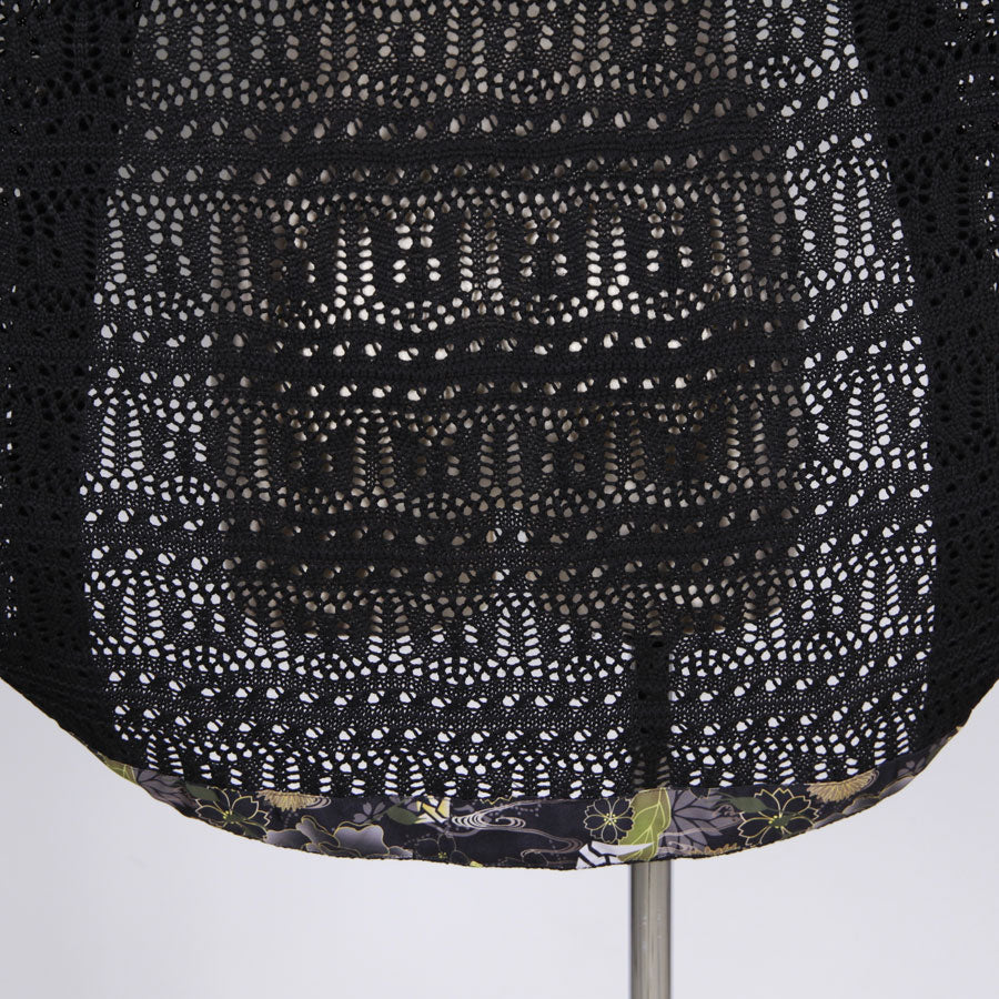 [One-of-a-kind item] TKg Origami Crane  in flowers Black Openwork Net Haori