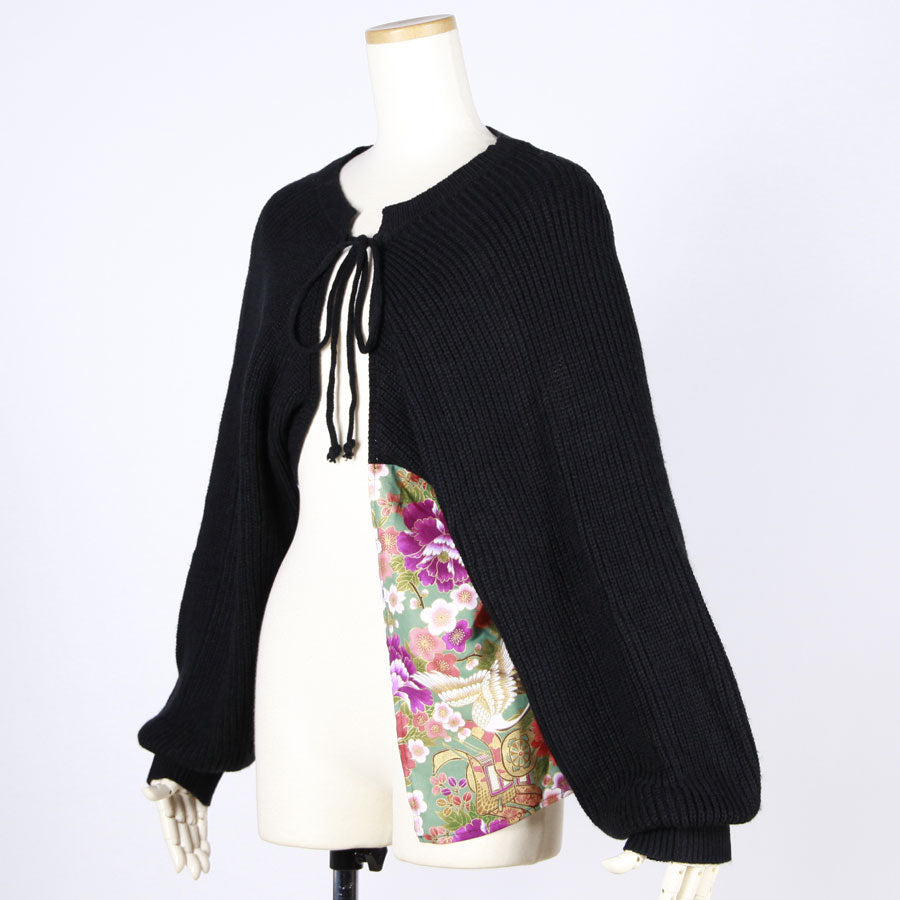 [One-of-a-kind item] TKg Crane in the Flower Knit Bolero