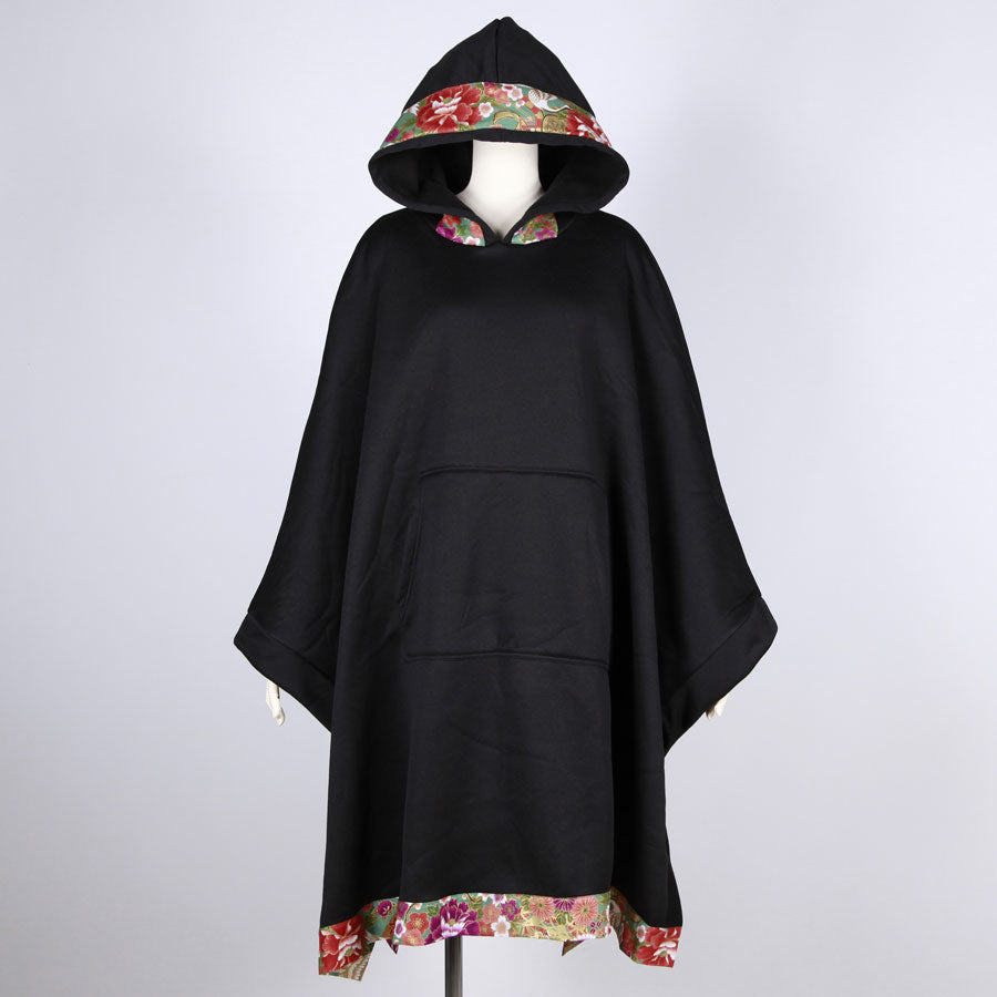 [One-of-a-kind item] TKg Crane in the Flower Hooded Poncho