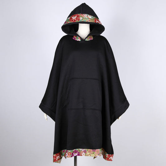 [One-of-a-kind item] TKg Crane in the Flower Hooded Poncho