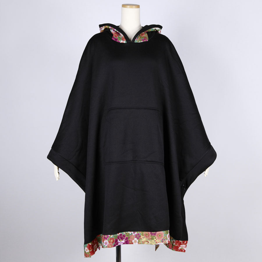 [One-of-a-kind item] TKg Crane in the Flower Hooded Poncho