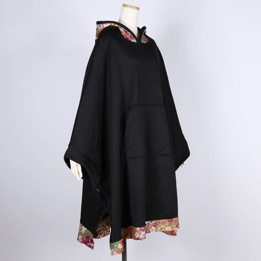[One-of-a-kind item] TKg Crane in the Flower Hooded Poncho