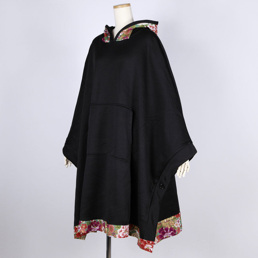 [One-of-a-kind item] TKg Crane in the Flower Hooded Poncho