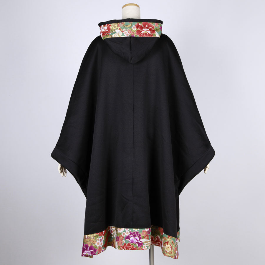 [One-of-a-kind item] TKg Crane in the Flower Hooded Poncho