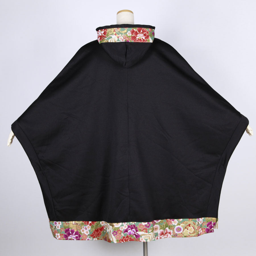 [One-of-a-kind item] TKg Crane in the Flower Hooded Poncho