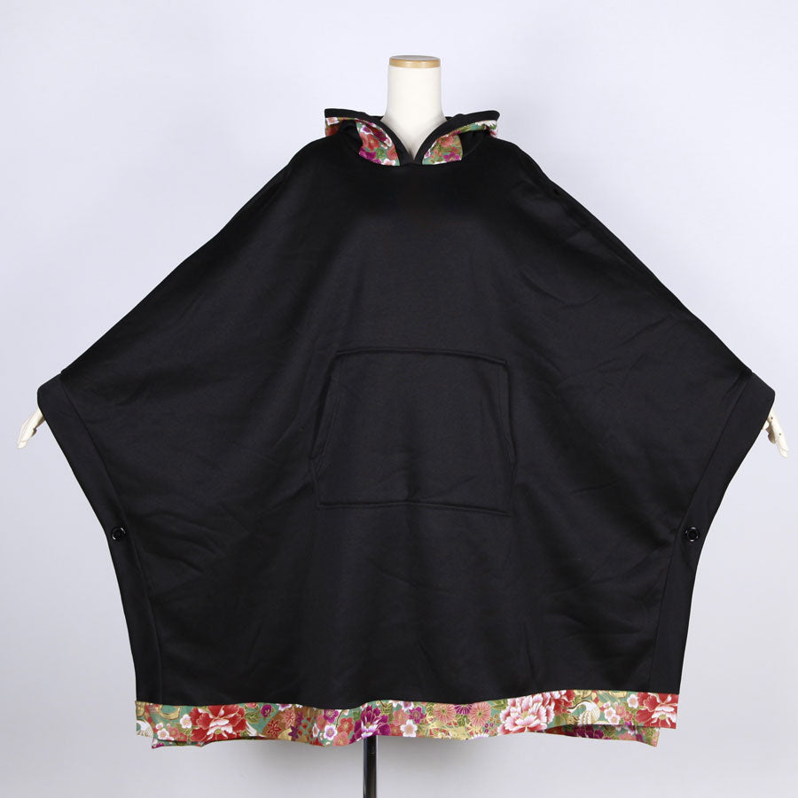 [One-of-a-kind item] TKg Crane in the Flower Hooded Poncho