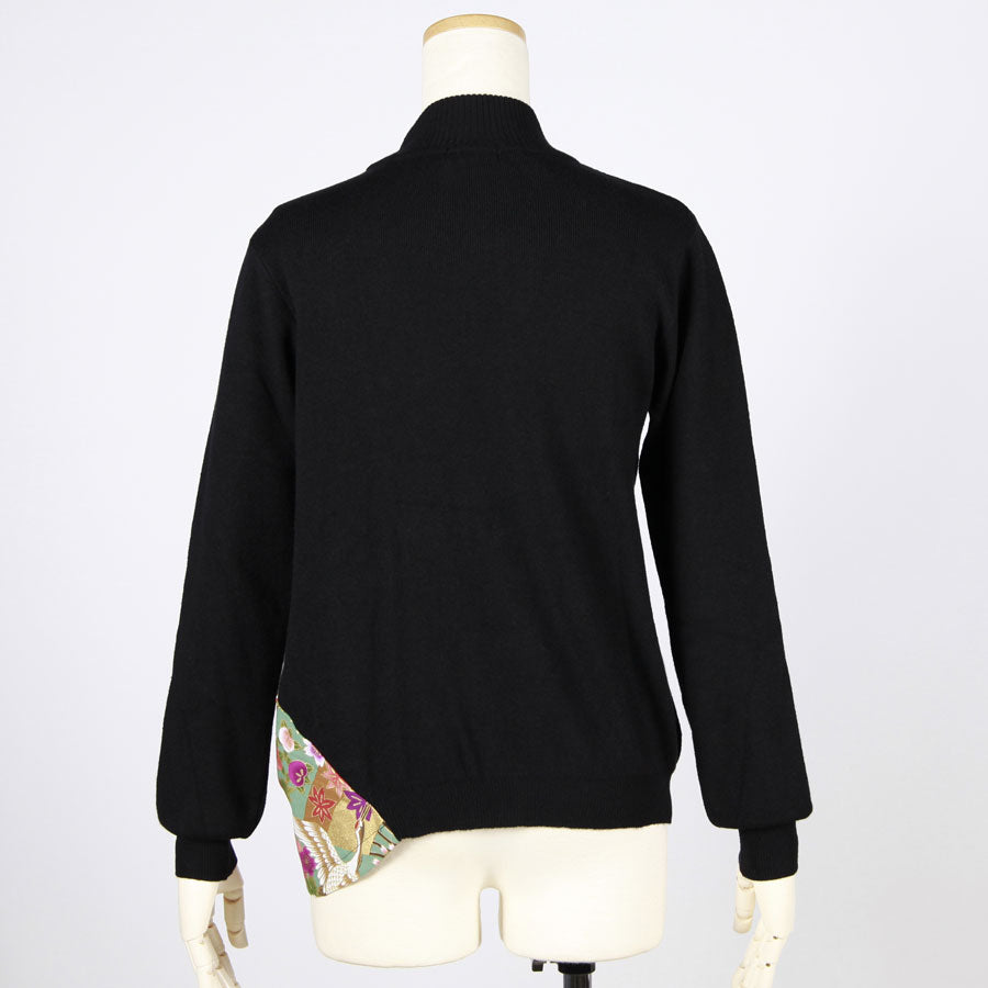 【一点物】TKg 花の中の鶴 前和柄ハイネックニット