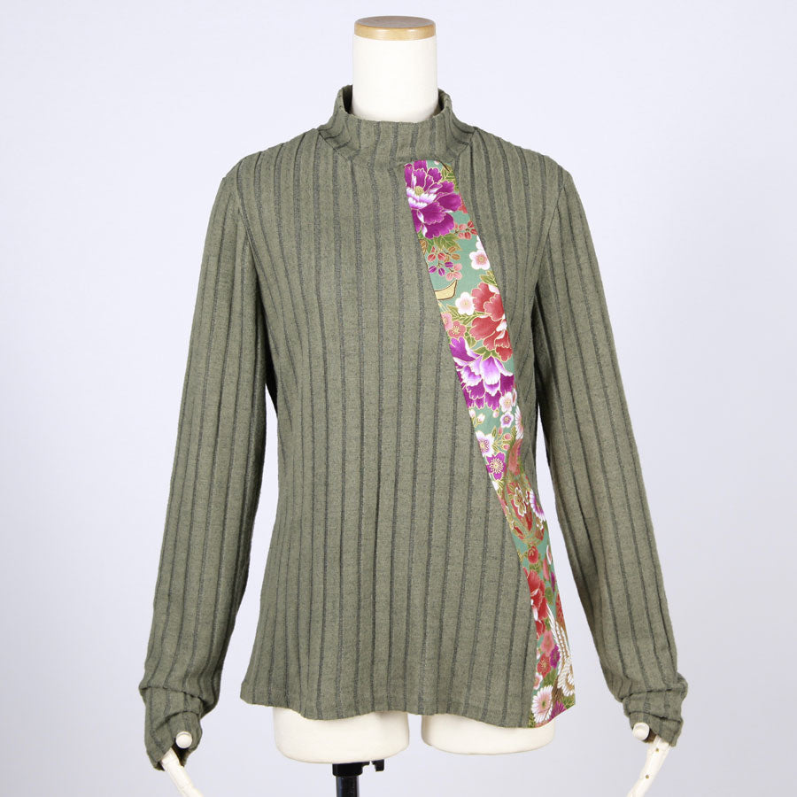 [One-of-a-kind item] TKg Crane in the Flower Rib Knit Tops