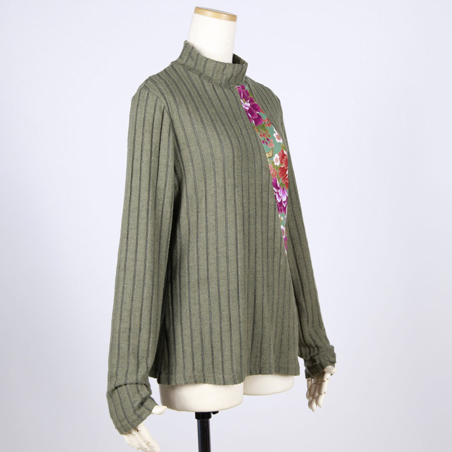 [One-of-a-kind item] TKg Crane in the Flower Rib Knit Tops