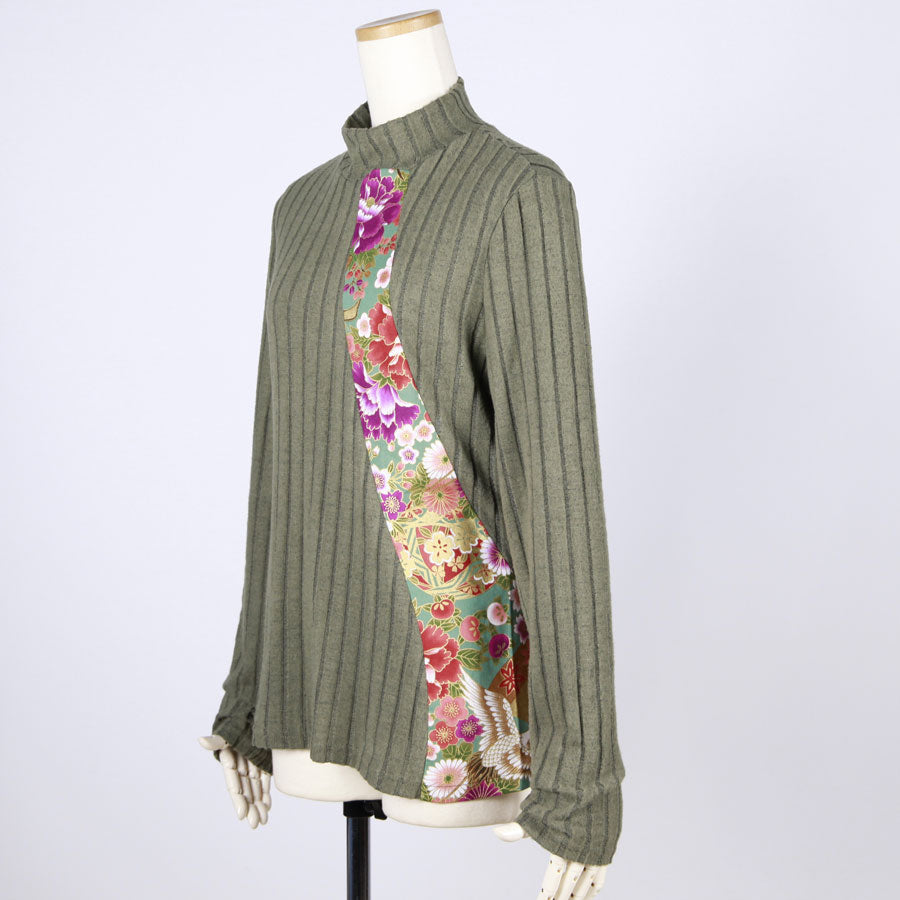 [One-of-a-kind item] TKg Crane in the Flower Rib Knit Tops