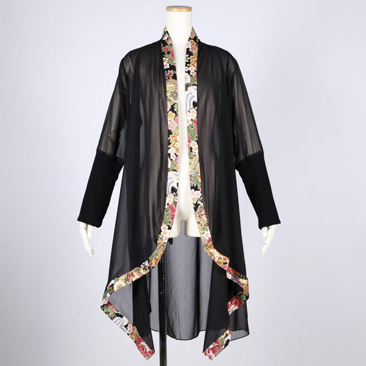 【一点物】TKg 花の中の鶴 透けるロング羽織り