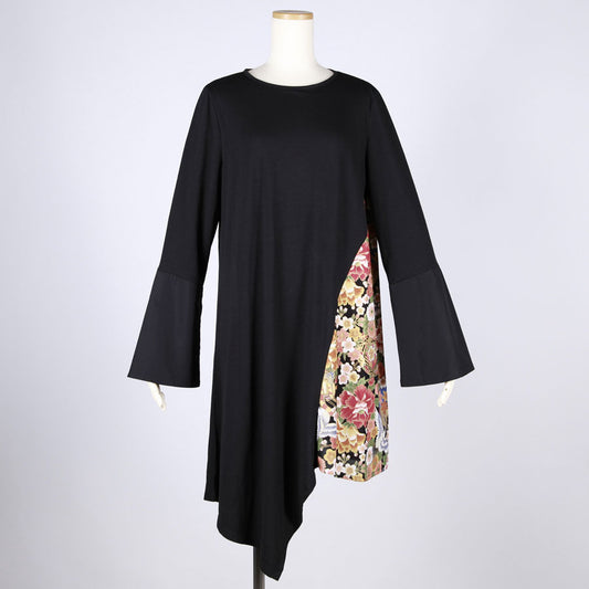 [One-of-a-kind item] TKg Crane in the Flower Asymmetric Tunic