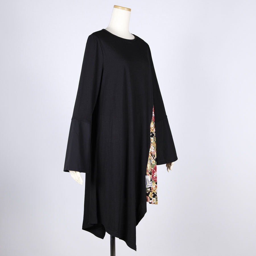 [One-of-a-kind item] TKg Crane in the Flower Asymmetric Tunic