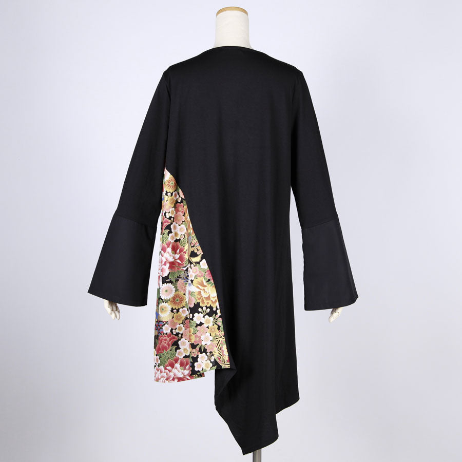 [One-of-a-kind item] TKg Crane in the Flower Asymmetric Tunic