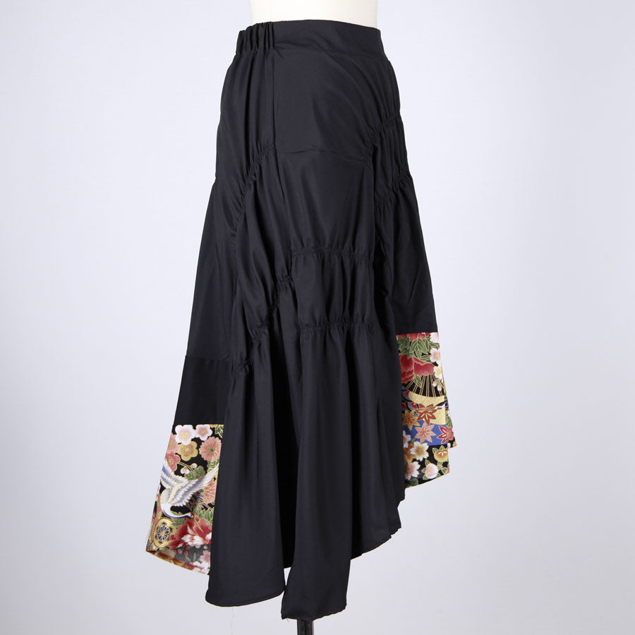 [One-of-a-kind item] TKg Crane in the Flower Shirring Skirt