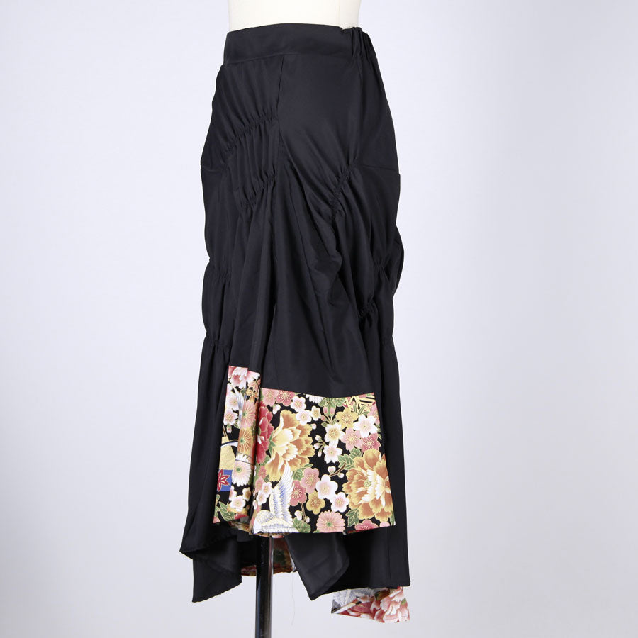 [One-of-a-kind item] TKg Crane in the Flower Shirring Skirt
