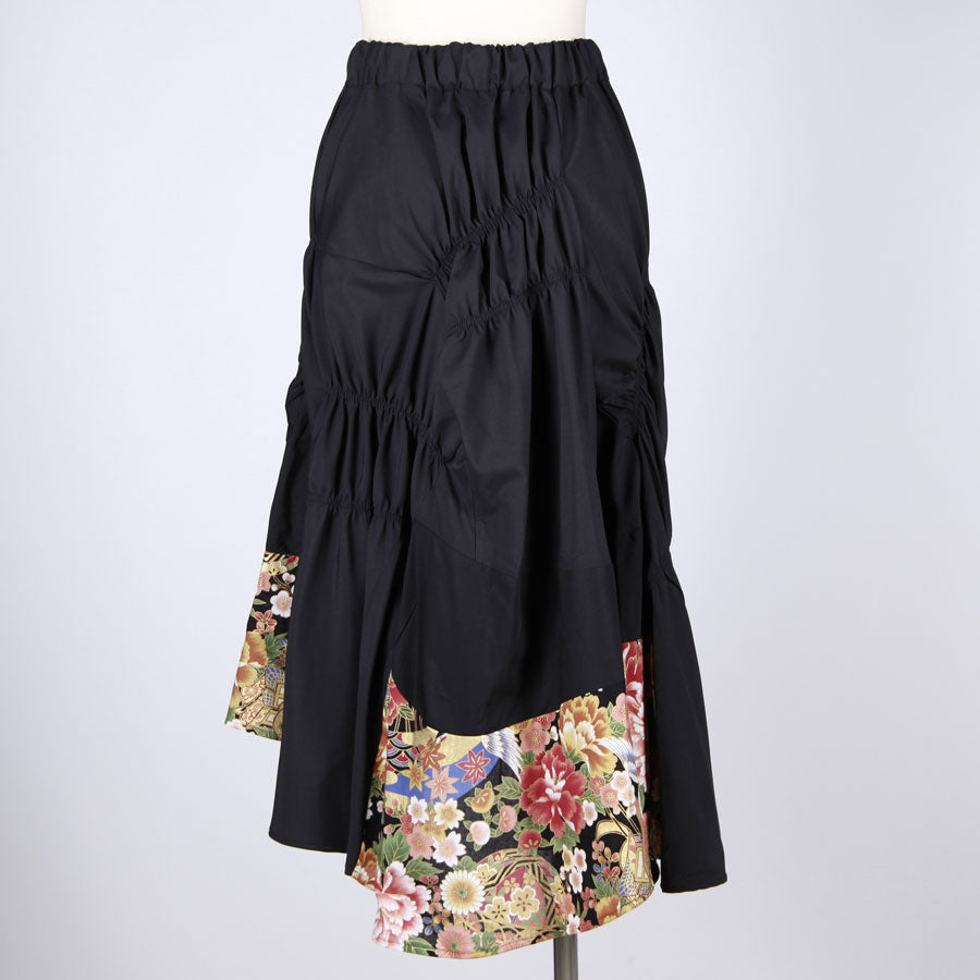 [One-of-a-kind item] TKg Crane in the Flower Shirring Skirt