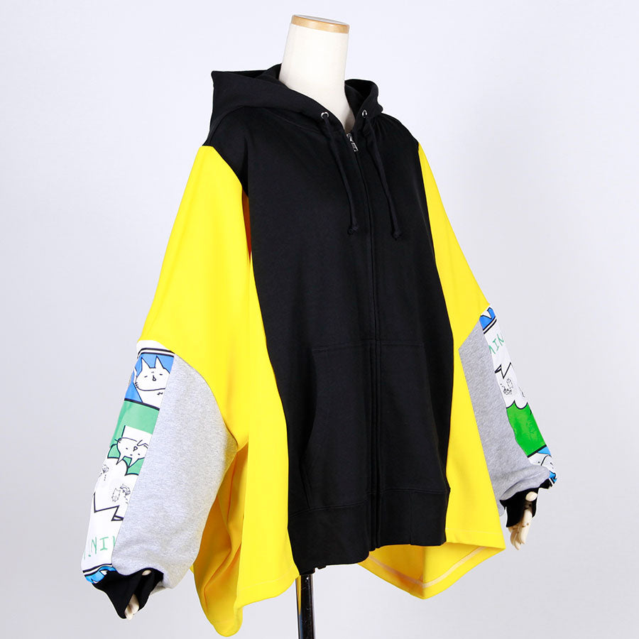 MINT NeKO パッチワークワイドパーカ B