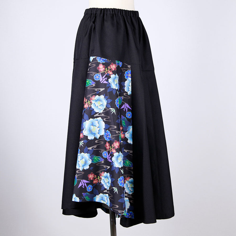 gouk ６枚切り替えフレアースカート BK-BL