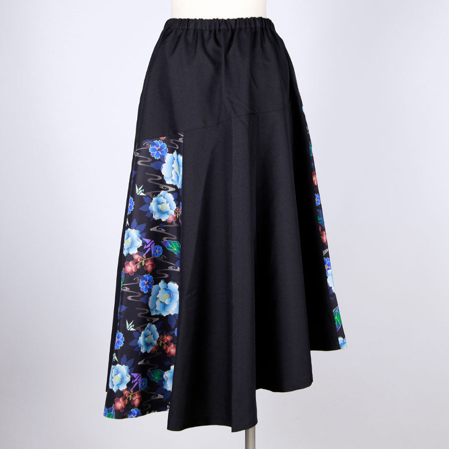 gouk ６枚切り替えフレアースカート BK-BL