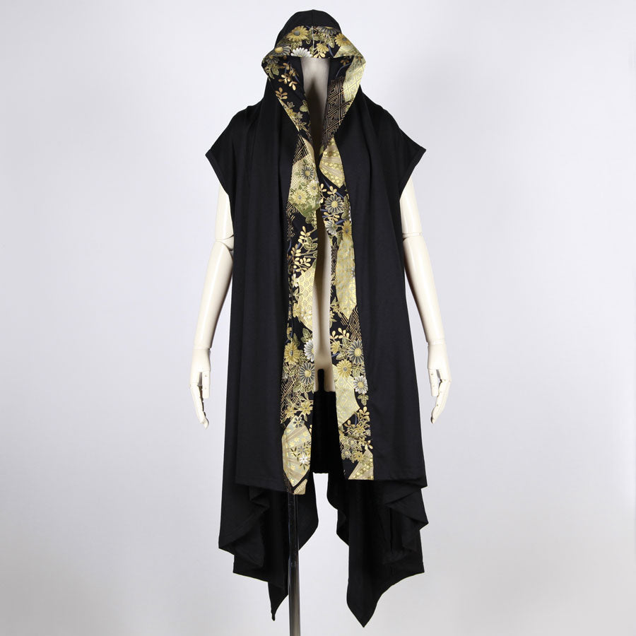 【一点物】TKg 暗闇扇子 フード付きロングベスト