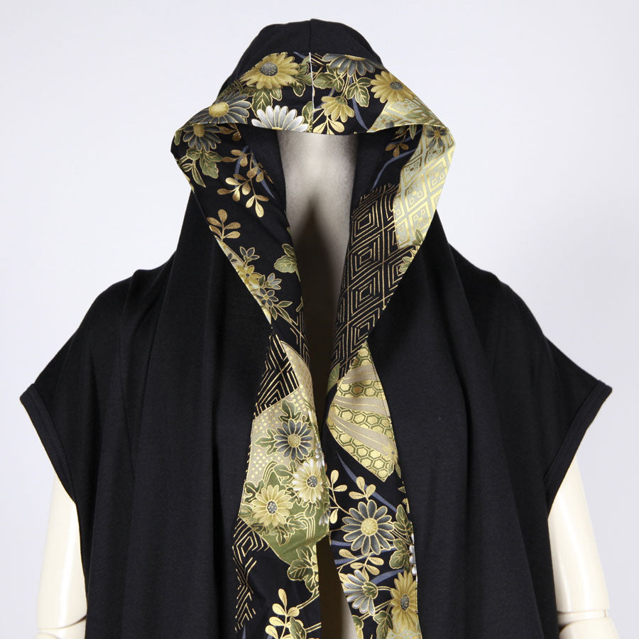 【一点物】TKg 暗闇扇子 フード付きロングベスト