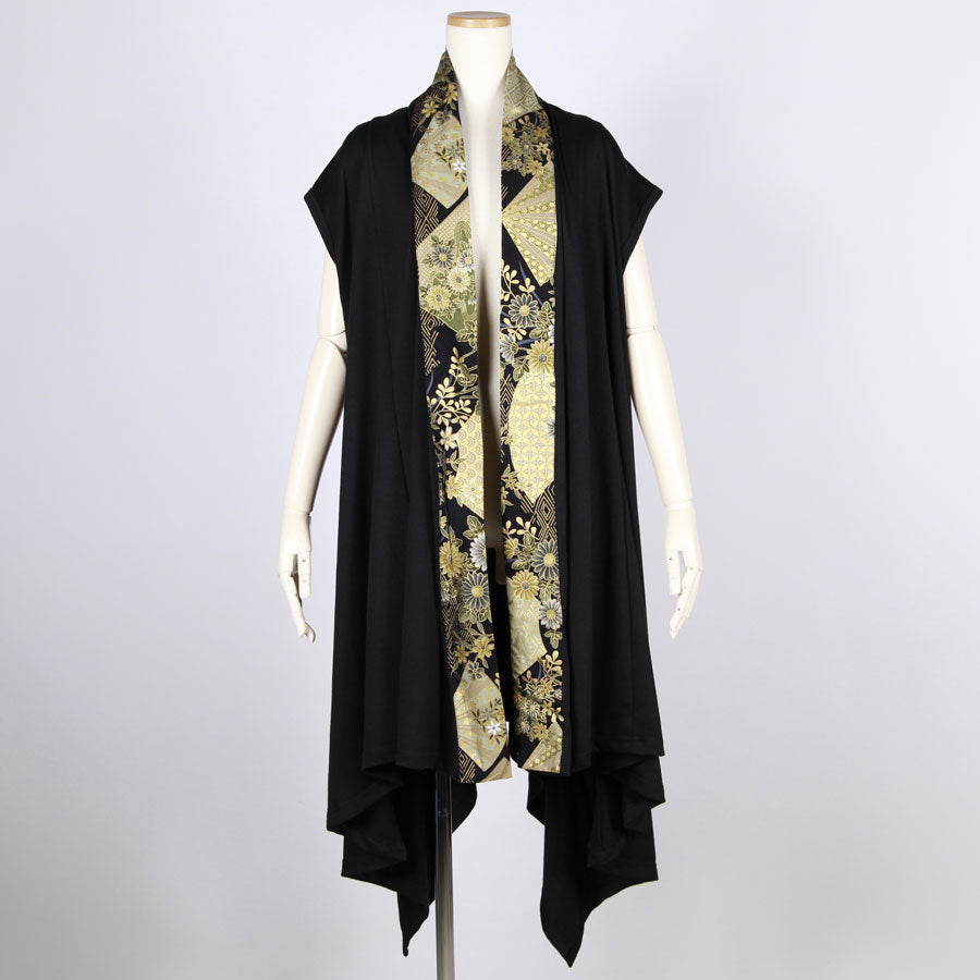 【一点物】TKg 暗闇扇子 フード付きロングベスト